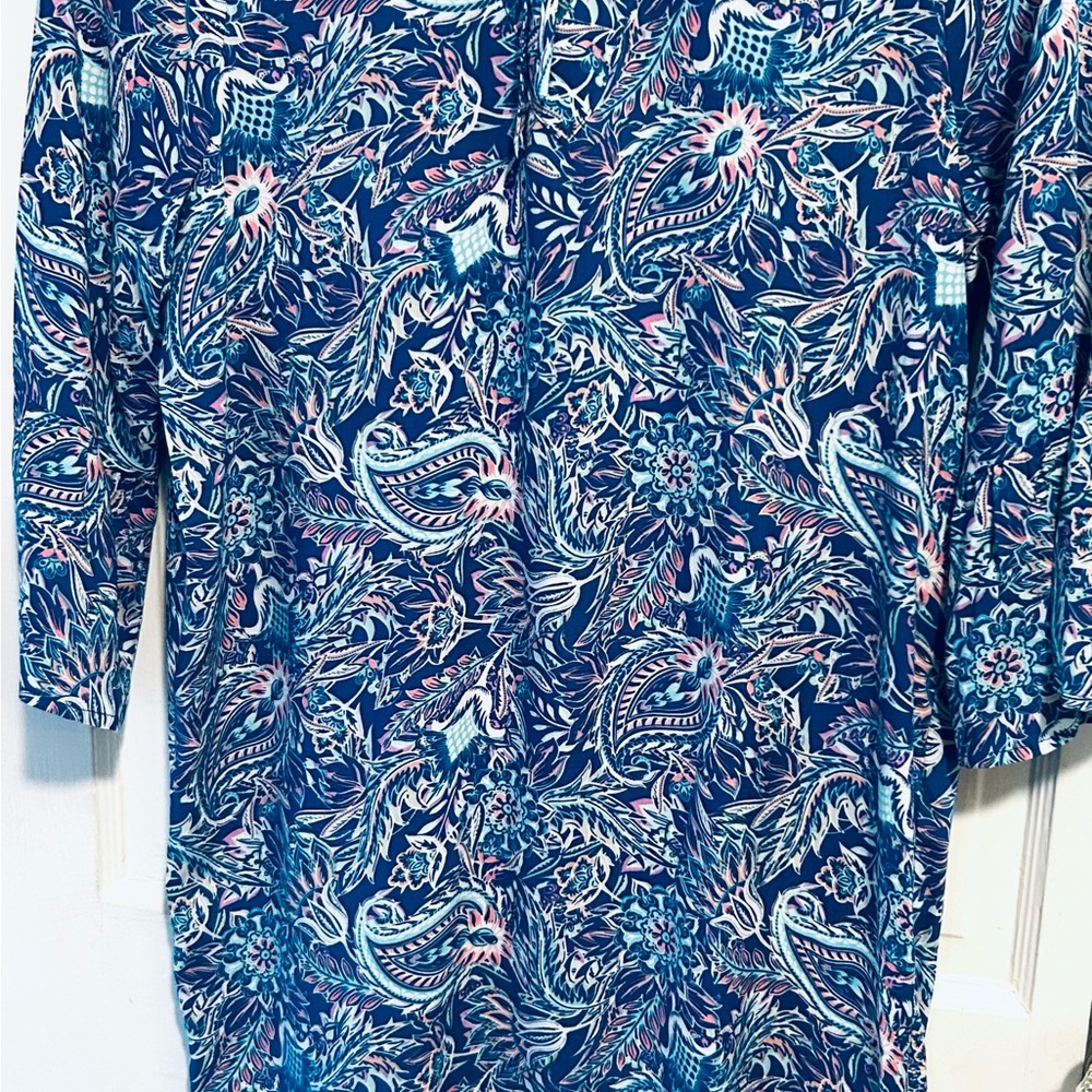 Caribbean Joe Blue and Pink Floral Dress